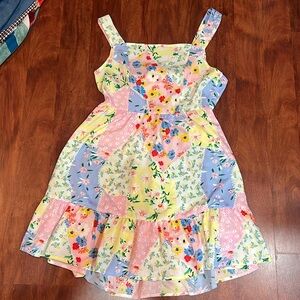Size large shein multicolor floral mini dress with back tie